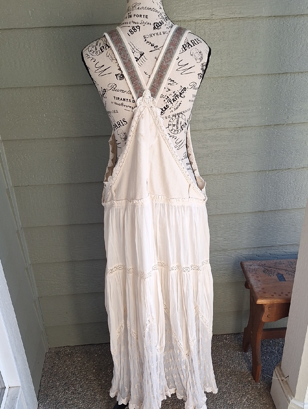 Free People Trails End Lace Crochet Vintage Overall Maxi Dress Skirtall XL - Picture 9 of 15